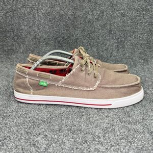 Sanuk Lite Boat Shoes Men's Size 13 Tan Canvas Low Lace Casual Comfort Sneakers